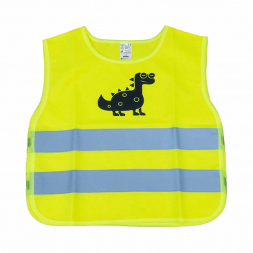 Warnweste Kinder gelb mit Zertifikat DINOSAUR AMiO-03936 Warnweste Kinder gelb mit Zertifikat DINOSAUR AMiO-03936