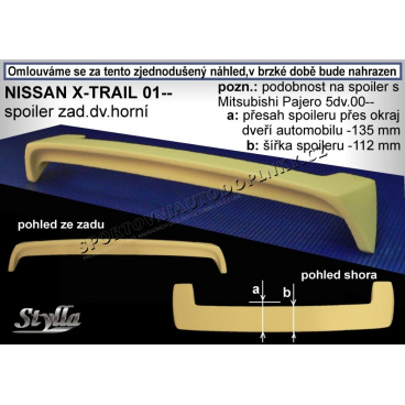 NISSAN X-TRAIL (01+) Heckspoiler. Tür oben NX1L