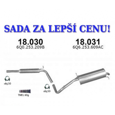 Montagesatz/Auspuffset Skoda Fabia 1.0i / 1.4i / 1.4i-16V, Schrägheck