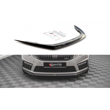 Spoiler unter der vorderen Stoßstange ver.1 für Skoda Octavia III RS Facelift Mk3, schwarz glänzender ABS-Kunststoff