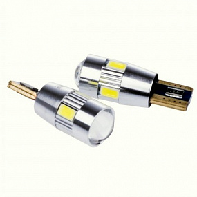 T10 Leuchtmittel 6 x SMD 5630 6000K CAN-BUS mit Linse - 2 Stk