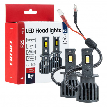 LED-Autolampen F25 SILVER FULL CANBUS 52W H3 12V 24V AMIO-04702