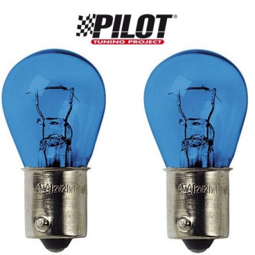 Lampensatz mit Sockel Ba15S 12V 21W symmetrisch Xenon/blau - 2 Stk Lampensatz mit Sockel Ba15S 12V 21W symmetrisch Xenon/blau - 2 Stk