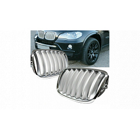 Grill BMW X6 E71 E72 X5 E70 einzelne Rippe Matt Silber