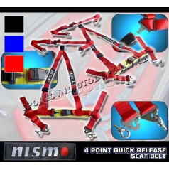 NISMO 4-Punkt-Sicherheitsgurte in den Farben Rot, Schwarz, Blau