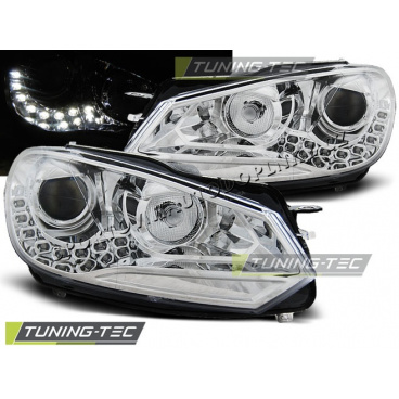 VW GOLF VI 10.2008 – vorne klares Tageslicht-LED-Chrom, Homologation RL VW GOLF VI 10.2008 – vorne klares Tageslicht-LED-Chrom, Homologation RL