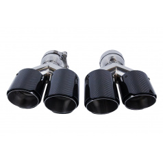 Endrohrdämpfer 89mmx2 Eingang 76mm Carbon Gloss Set