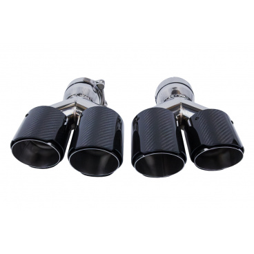 Endrohrdämpfer 89mmx2 Eingang 76mm Carbon Gloss Set
