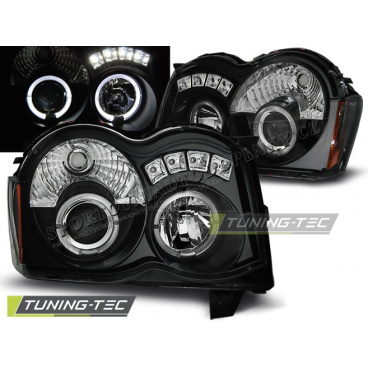 CHRYSLER JEEP GRAND CHEROKEE 2008–10 KLARES VORDERE LICHT ANGEL EYES SCHWARZ CHRYSLER JEEP GRAND CHEROKEE 2008–10 KLARES VORDERE LICHT ANGEL EYES SCHWARZ