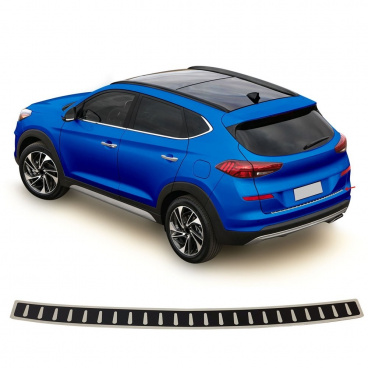 Heckstoßstangenabdeckung aus Edelstahl in Carbonimitat Hyundai Tucson FL 2018-2020 Heckstoßstangenabdeckung aus Edelstahl in Carbonimitat Hyundai Tucson FL 2018-2020