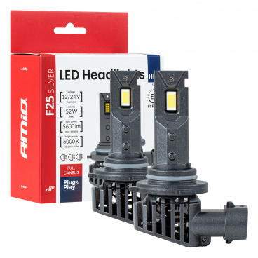 LED-Autolampen F25 SILVER FULL CANBUS 52W HB3 9005 12V 24V AMIO-04706 LED-Autolampen F25 SILVER FULL CANBUS 52W HB3 9005 12V 24V AMIO-04706