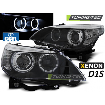 BMW E60 / E61 2005–07 klare Frontleuchten CCFL HID D1S Dual Projektor schwarz