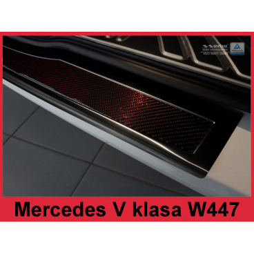 Edelstahlabdeckung - schwarzer Schwellenschutz für die hintere Stoßstange Mercedes V W447 2014+