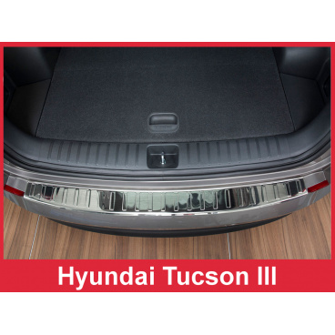 Edelstahlabdeckung - Schwellenschutz für die hintere Stoßstange Hyundai Tuscon IV 2020+ Edelstahlabdeckung - Schwellenschutz für die hintere Stoßstange Hyundai Tuscon IV 2020+
