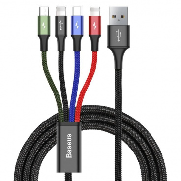 Baseus USB Kabel 4-in-1 schwarz, 1x USB-C, 2x Lightning, 1x Micro 3,5A 1.2m Baseus USB Kabel 4-in-1 schwarz, 1x USB-C, 2x Lightning, 1x Micro 3,5A 1.2m