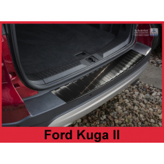 Edelstahlabdeckung – schwarzer Schwellenschutz für die hintere Stoßstange Ford Kuga II 2013–16