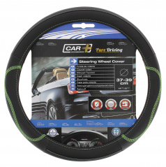 Lenkradbezug schwarz perforiert mit grüner Naht 37-39 cm