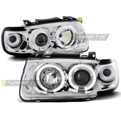 VW Polo 6N 10.94-09.99 Fließheck-Frontleuchten, klare Engelsaugen, Chrom