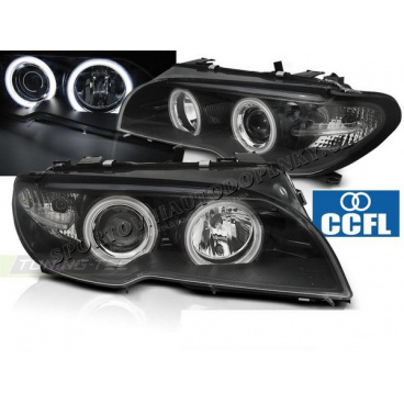 BMW E46 04.2003–06 Coupé, Cabrio, vorne klare Angel Eyes CCFL-Schwarzlichter