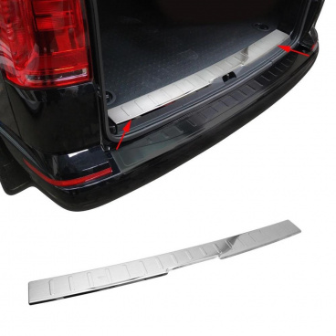 Kofferrauminnenabdeckung aus gebürstetem Edelstahl Omtec VW T6 2015+ (1-teilige Tür)