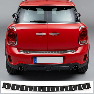 Edelstahl - Carbon-Abdeckung der oberen Kante des hinteren Stoßfängers Mini Countryman 2017-23 Edelstahl - Carbon-Abdeckung der oberen Kante des hinteren Stoßfängers Mini Countryman 2017-23