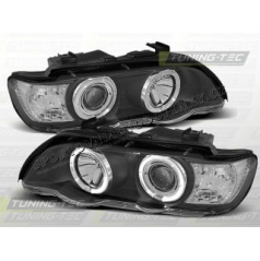 BMW X5 E53 1999-03 FRONT CLEAR LIGHTS ANGEL EYES BLACK