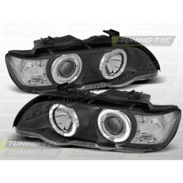 BMW X5 E53 1999-03 FRONT CLEAR LIGHTS ANGEL EYES BLACK