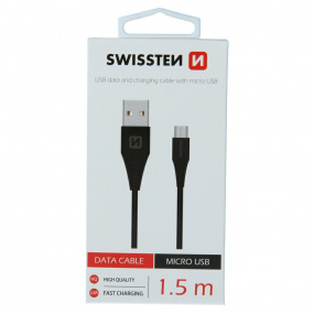 Datový kabel Micro USB + USB 1,5 m SWISSTEN černý