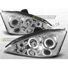 FORD FOCUS MK1 2001-04 FRONT CLEAR LIGHTS ANGEL EYES CHROME