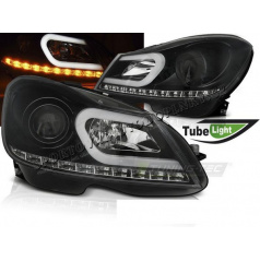 Klare Frontleuchten für Mercedes W204 C-Klasse 2011–14, schwarzes Röhrenlicht