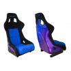 Sportstuhl SLIDE KS2 Premium Schwarz & Gestepptes Blauer Samt Violett-Blauer Glanz