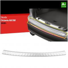 Edelstahl-Abdeckung der oberen Kante des hinteren Stoßfängers für Škoda Octavia 4 Kombi 2019+