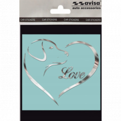 Selbstklebende Metall-Dekoration LOVE DOG 64x70 mm