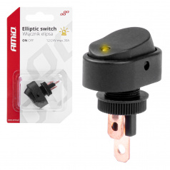 Ovaler Wippschalter mit gelber LED-Diode