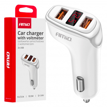 Autoladegerät 2x USB-A + Batterietester 3.1A 12/24V AMiO-03887 Autoladegerät 2x USB-A + Batterietester 3.1A 12/24V AMiO-03887
