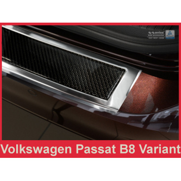 Carbon-Abdeckung – Schwellenschutz für die hintere Stoßstange Volkswagen Passat B8 2014+ Carbon-Abdeckung – Schwellenschutz für die hintere Stoßstange Volkswagen Passat B8 2014+