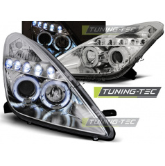 TOYOTA CELICA T230 1999–05 FRONT CLEAR LIGHTS ANGEL EYES CHROME