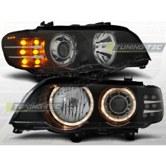 BMW X5 E53 09.1999-10.2003 vorne klare Angel Eyes schwarze LED-Blinker Xenon-Lichter
