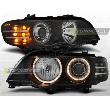BMW X5 E53 09.1999-10.2003 vorne klare Angel Eyes schwarze LED-Blinker Xenon-Lichter