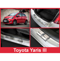 Edelstahl-Abdeckungsset-Heckstoßstangenschutz+Türschwellenschutzleisten Toyota Yaris III 2014-16