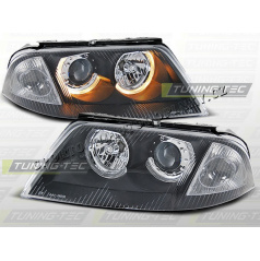 VW PASSAT 3BG 2000-05 FRONT CLEAR LIGHTS ANGEL EYES BLACK