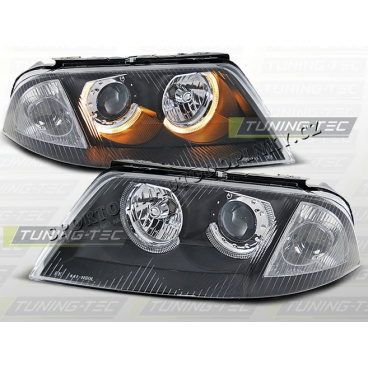 VW PASSAT 3BG 2000-05 FRONT CLEAR LIGHTS ANGEL EYES BLACK
