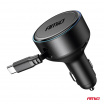 Autoladegerät mit einziehbarem Kabel Typ C + USB-C 12V 24V 60W AMIO-04368