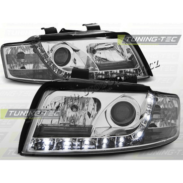 AUDI A4 (B6) 2000–04 KLARES FRONTLICHT, TAGESLICHT, LED, CHROM AUDI A4 (B6) 2000–04 KLARES FRONTLICHT, TAGESLICHT, LED, CHROM