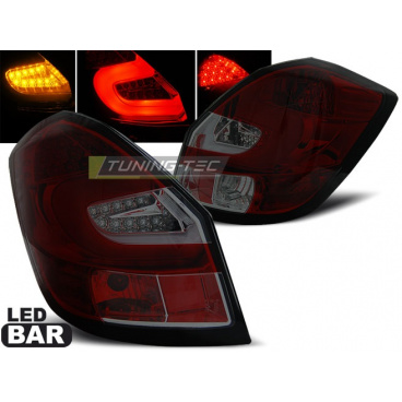 Skoda Fabia 2 2007-06.14 Rückleuchten rot getönte LED BAR Skoda Fabia 2 2007-06.14 Rückleuchten rot getönte LED BAR