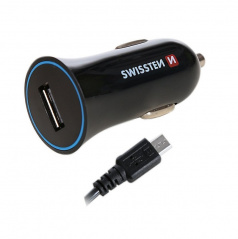 SWISSTEN-Stecker mit 1x USB-Ausgang 1.0 A, 12/24 V mit Micro-USB-Kabel, 44055