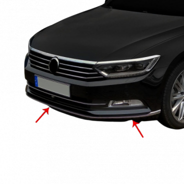 Unterlippe aus Edelstahl mit Omtec-Kleber VW Passat 2015-19 (3 Stück) schwarz Unterlippe aus Edelstahl mit Omtec-Kleber VW Passat 2015-19 (3 Stück) schwarz