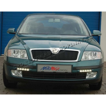 LED-Tagfahrlicht mit Abdeckrahmen - ABS schwarz, Octavia II LED-Tagfahrlicht mit Abdeckrahmen - ABS schwarz, Octavia II