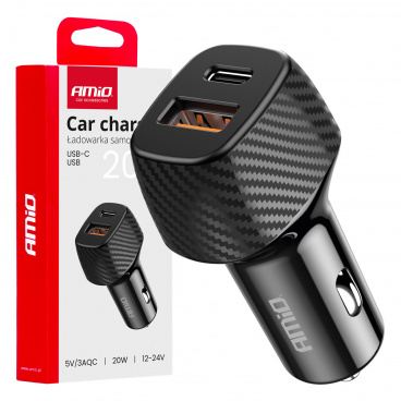Autoladegerät QC+PD 20W USB-A + USB-C AMiO-04282 Autoladegerät QC+PD 20W USB-A + USB-C AMiO-04282