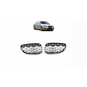 Grill BMW 5 E60 E61 Glänzend Schwarz & Chrom Grill BMW 5 E60 E61 Glänzend Schwarz & Chrom